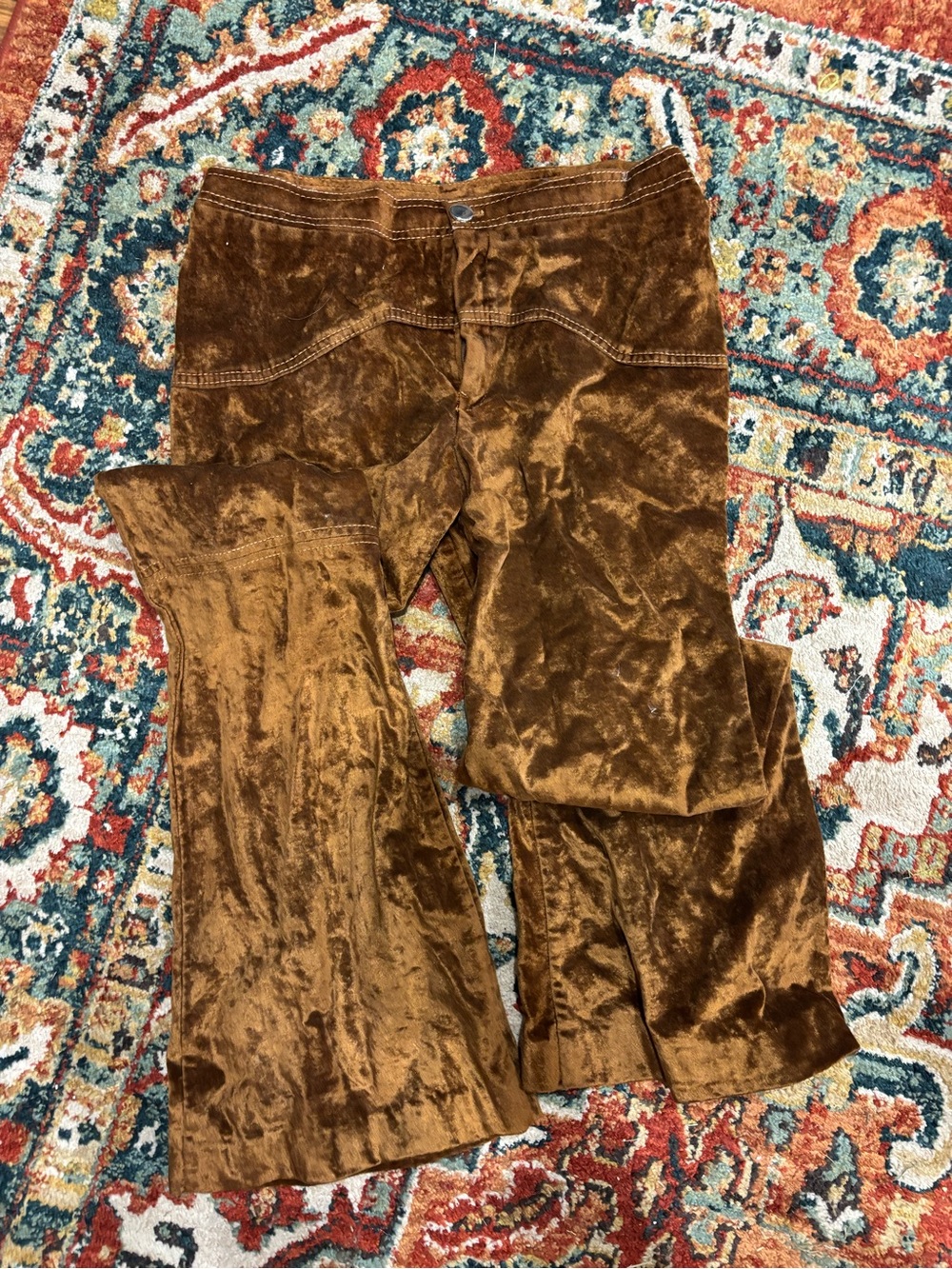 Vintage Brown Velvet Boot Cut Pants